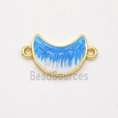 Copper Moon Connector Blue Painted 18K Gold Plated