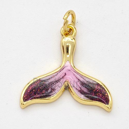 Copper Shark-tail Pendant Painted 18K Gold Plated