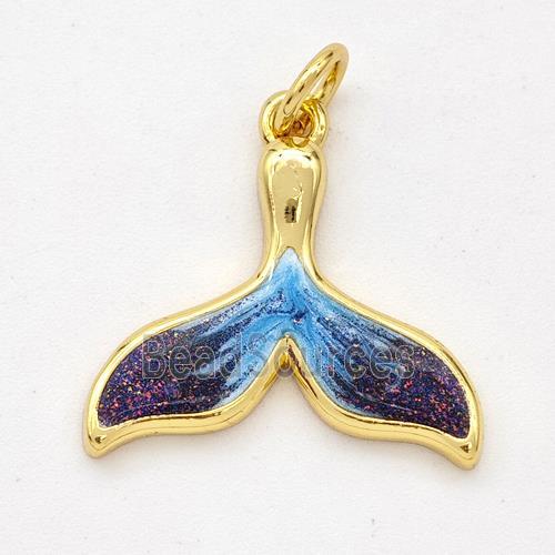 Copper Shark-tail Pendant Painted 18K Gold Plated