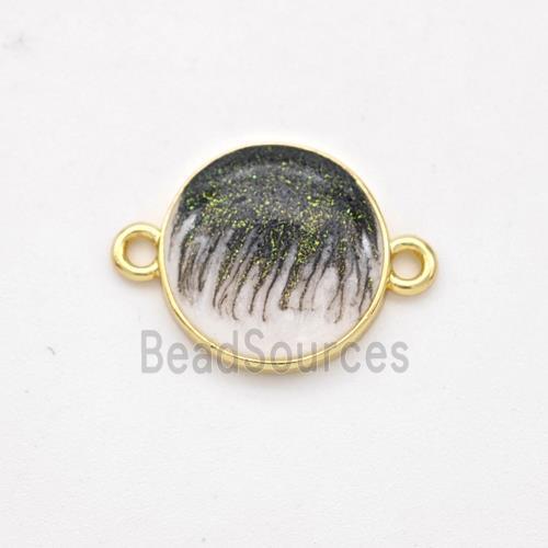 Copper Circle Connector Black Painted 18K Gold Plated