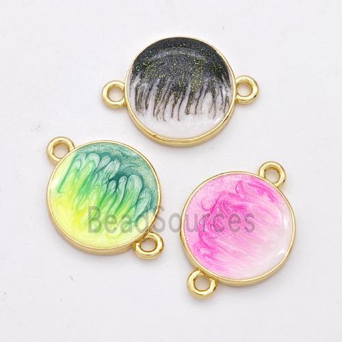 Copper Circle Connector Painted 18K Gold Plated Mixed