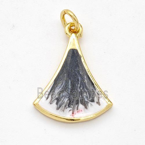 Copper Leaf Pendant Black Painted 18K Gold Plated