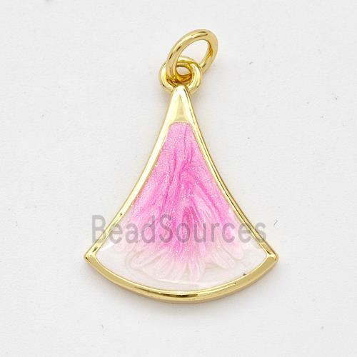 Copper Leaf Pendant Pink Painted 18K Gold Plated