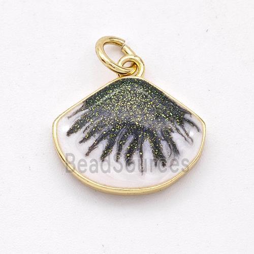 Copper Scallop Pendant Black Painted 18K Gold Plated