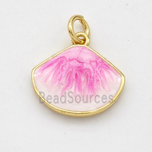 Copper Scallop Pendant Pink Painted 18K Gold Plated