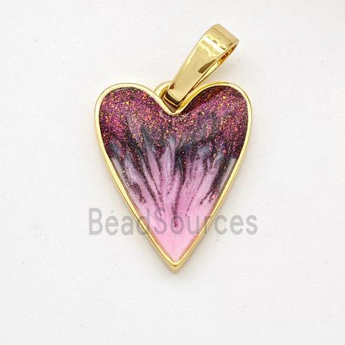 Copper Heart Pendant Painted 18K Gold Plated