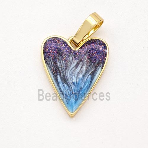 Copper Heart Pendant Painted 18K Gold Plated