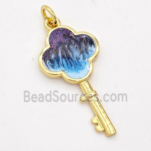 Copper Key Pendant Painted 18K Gold Plated