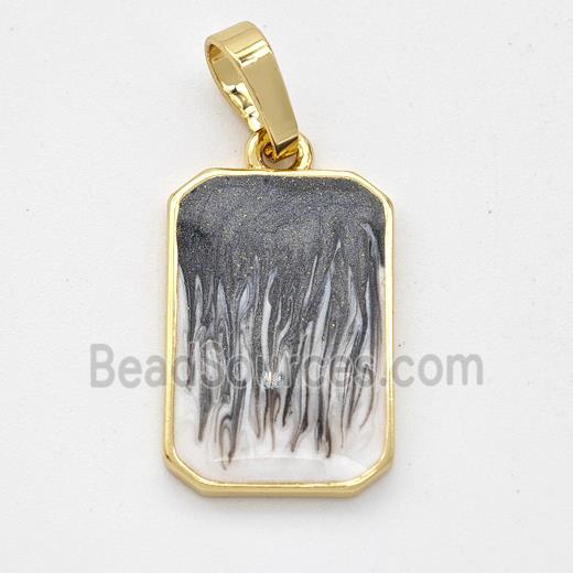 Copper Rectangle Pendant Black Painted 18K Gold Plated