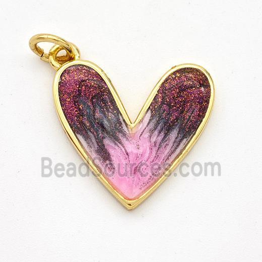 Copper Heart Pendant Painted 18K Gold Plated