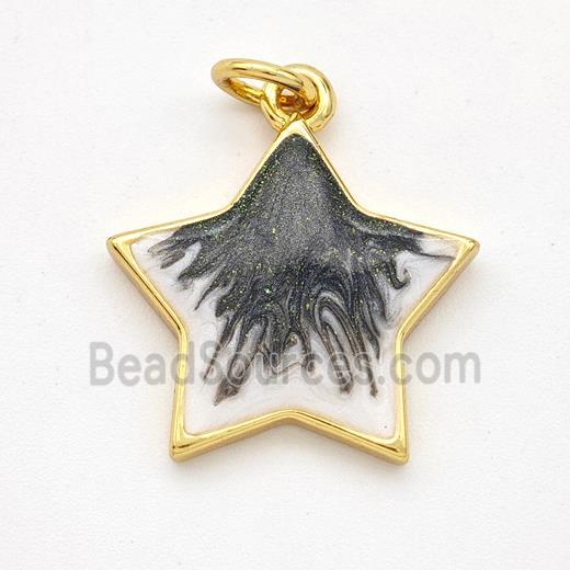 Copper Star Pendant Black Painted 18K Gold Plated