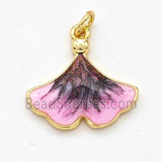 Copper Ginkgo-Leaf Pendant Painted 18K Gold Plated