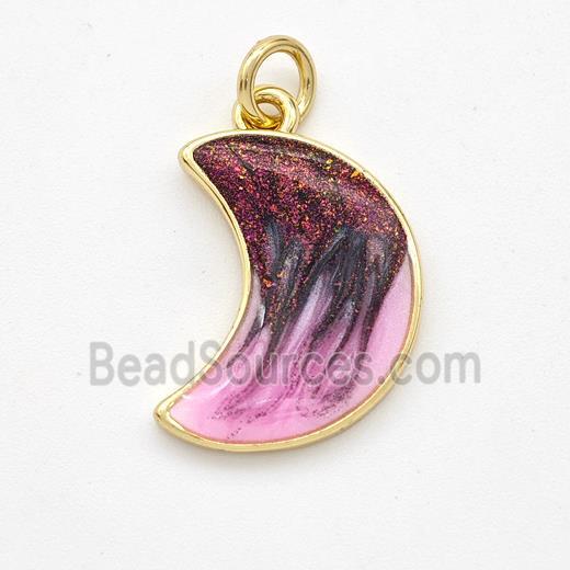 Copper Moon Pendant Painted 18K Gold Plated