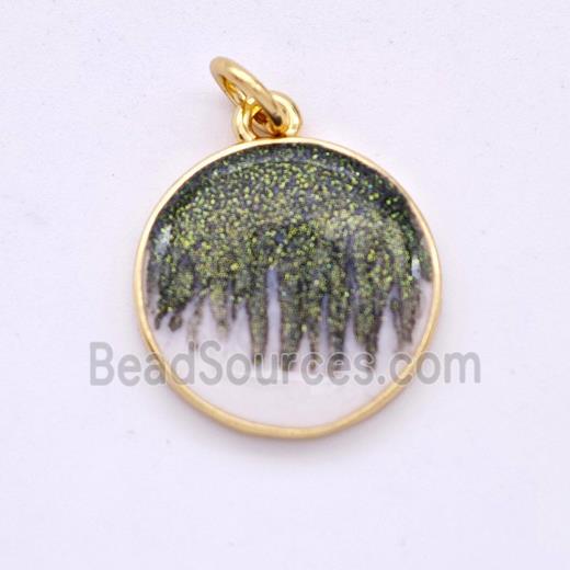 Copper Circle Pendant Black Painted 18K Gold Plated