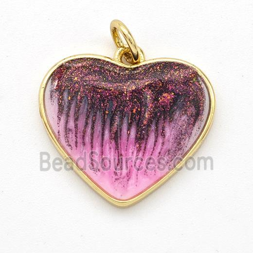 Copper Heart Pendant Painted 18K Gold Plated