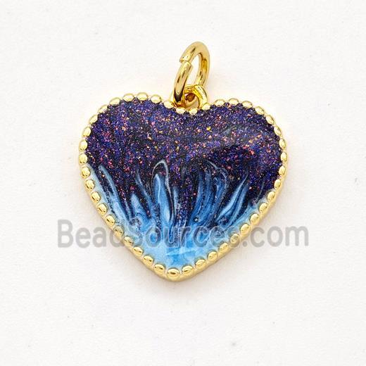 Copper Heart Pendant Painted 18K Gold Plated