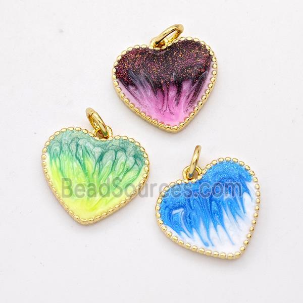 Copper Heart Pendant Painted 18K Gold Plated Mixed