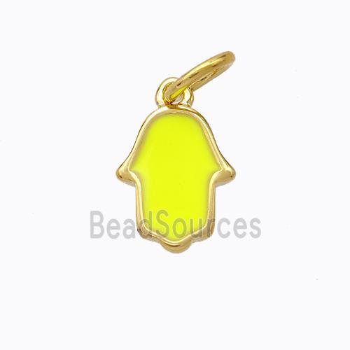 Copper Hamsahand Pendant Yellow Enamel Gold Plated