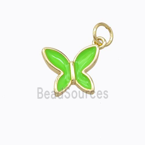 Copper Butterfly Pendant Green Enamel Gold Plated