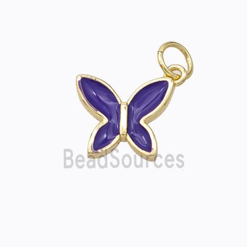 Copper Butterfly Pendant Purple Enamel Gold Plated