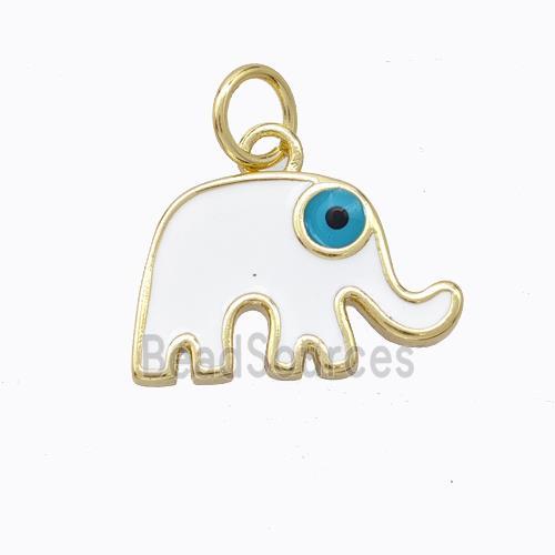 Copper Elephant Pendant White Enamel Gold Plated