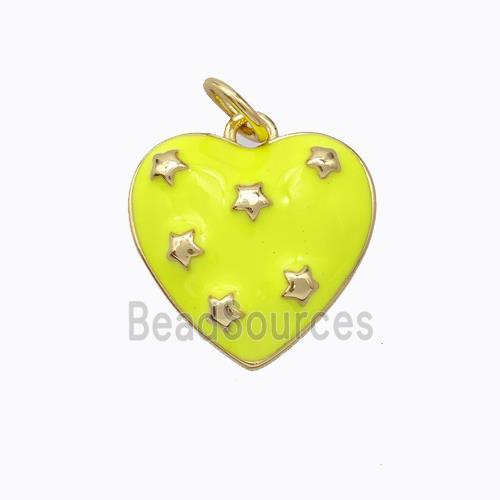 Copper Heart Pendant Yellow Enamel Star Gold Plated