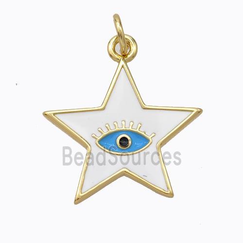 Copper Star Pendant White Enamel Eye Gold Plated