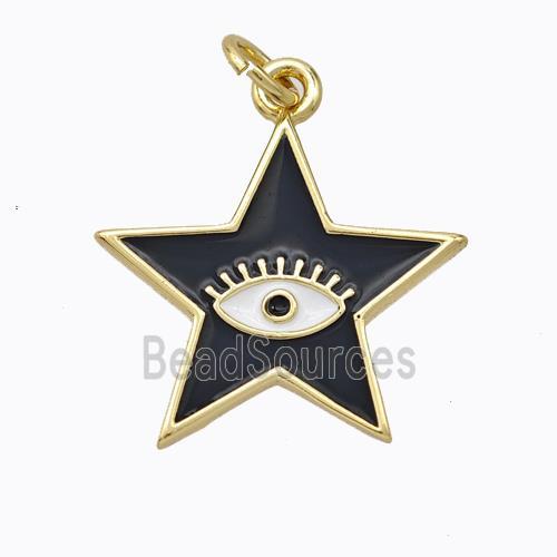 Copper Star Pendant Black Enamel Eye Gold Plated