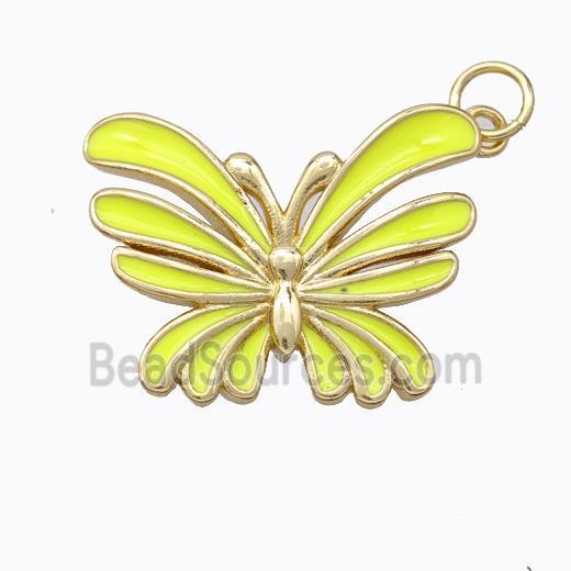 Copper Butterfly Pendant Yellow Enamel Gold Plated