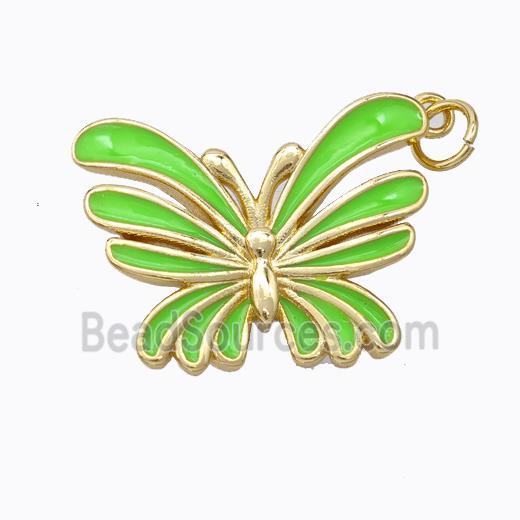 Copper Butterfly Pendant Green Enamel Gold Plated