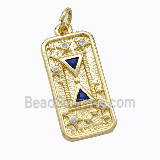 Copper Star Pendant Pave Zirconia Rectangle Gold Plated