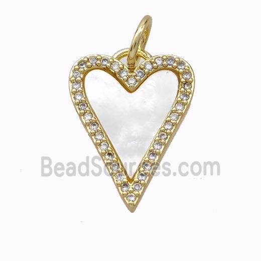 Copper Heart Pendant Pave Shell Zirconia Gold Plated