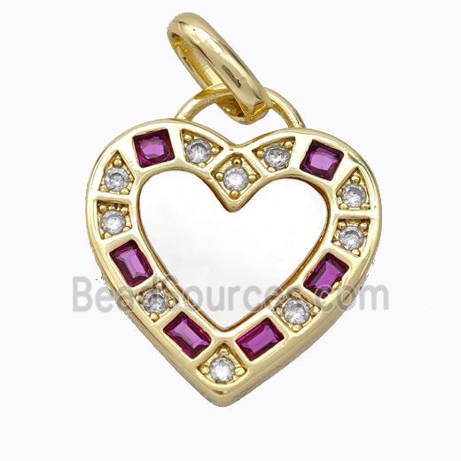 Copper Heart Pendant Pave Shell Zirconia Gold Plated