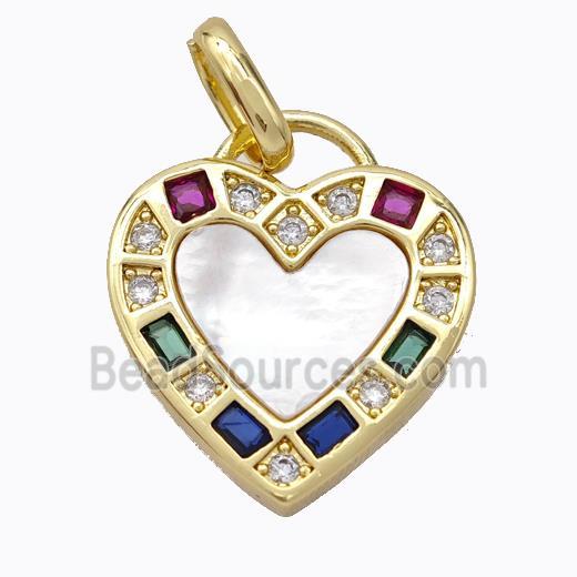 Copper Heart Pendant Pave Shell Zirconia Gold Plated