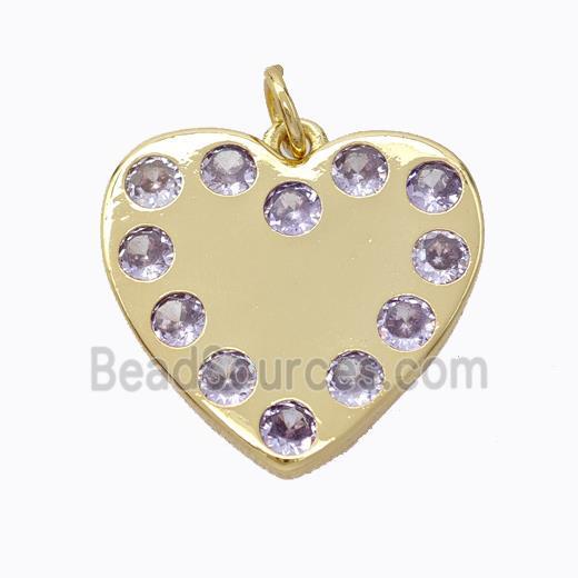 Copper Heart Pendant Micropave Zirconia Gold Plated