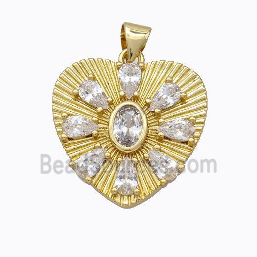 Copper Heart Pendant Micropave Zirconia Gold Plated