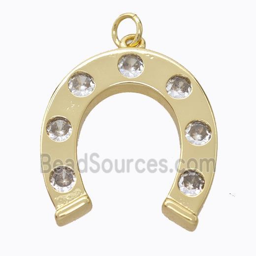 Copper Horseshoe Pendant Micropave Zirconia Gold Plated