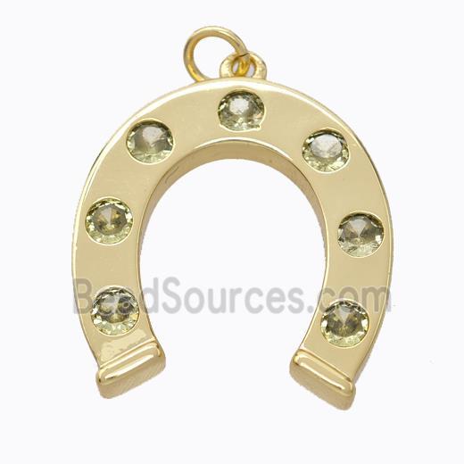 Copper Horseshoe Pendant Micropave Zirconia Gold Plated