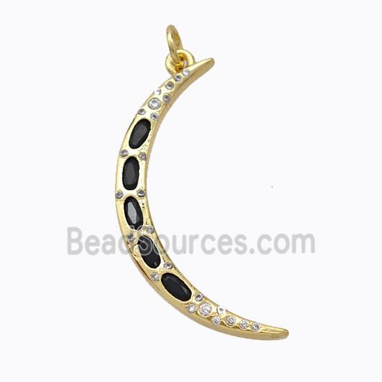 Copper Moon Pendant Micropave Zirconia Gold Plated