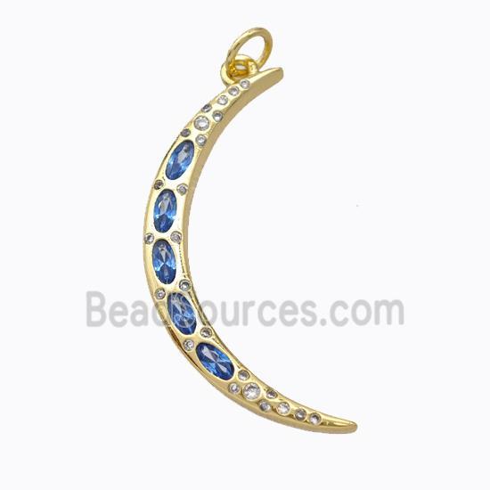 Copper Moon Pendant Micropave Zirconia Gold Plated