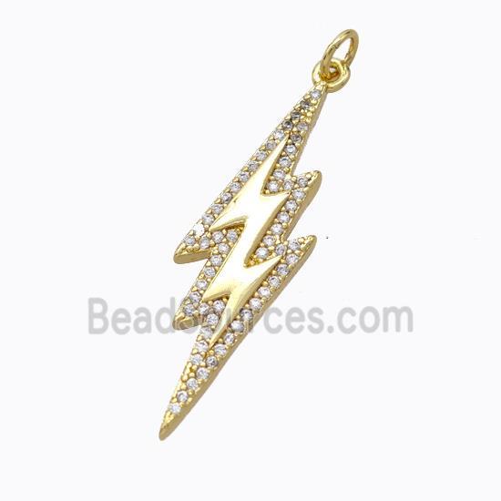 Copper Lightning Pendant Micropave Zirconia Gold Plated