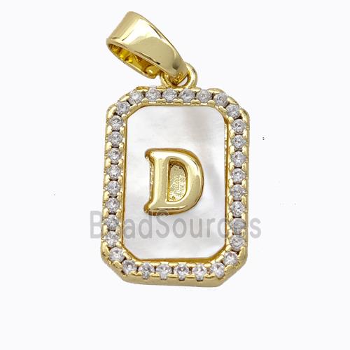 Copper Letter-D Pendant Pave Shell Zirconia Gold Plated