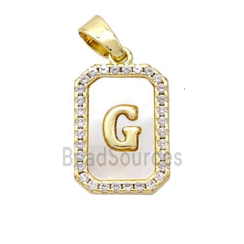 Copper Letter-G Pendant Pave Shell Zirconia Gold Plated