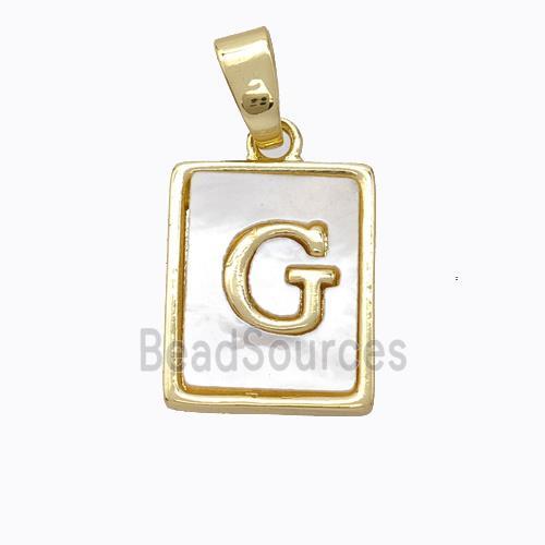 Copper Letter-G Pendant Pave Shell Gold Plated