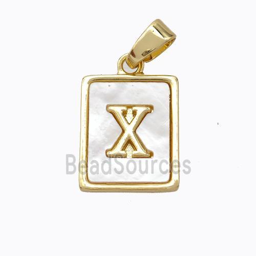 Copper Letter-X Pendant Pave Shell Gold Plated