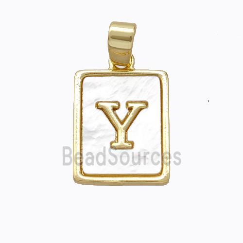 Copper Letter-Y Pendant Pave Shell Gold Plated