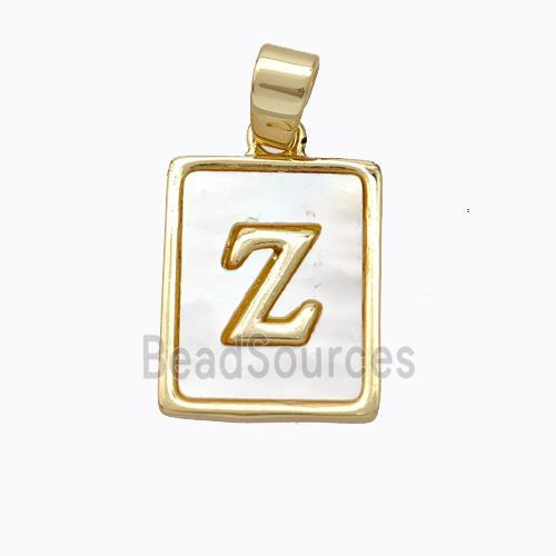 Copper Letter-Z Pendant Pave Shell Gold Plated