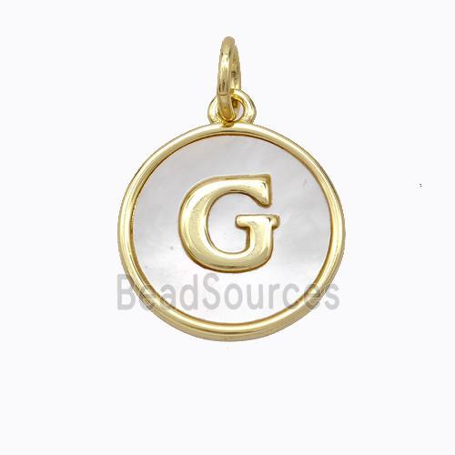 Copper Letter-G Pendant Pave Shell Gold Plated