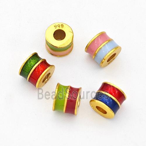 Copper Tube Beads Enamel Large Hole Gold Plated Mixed