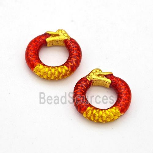 Copper Circle Connector Red Painted Gold Plated